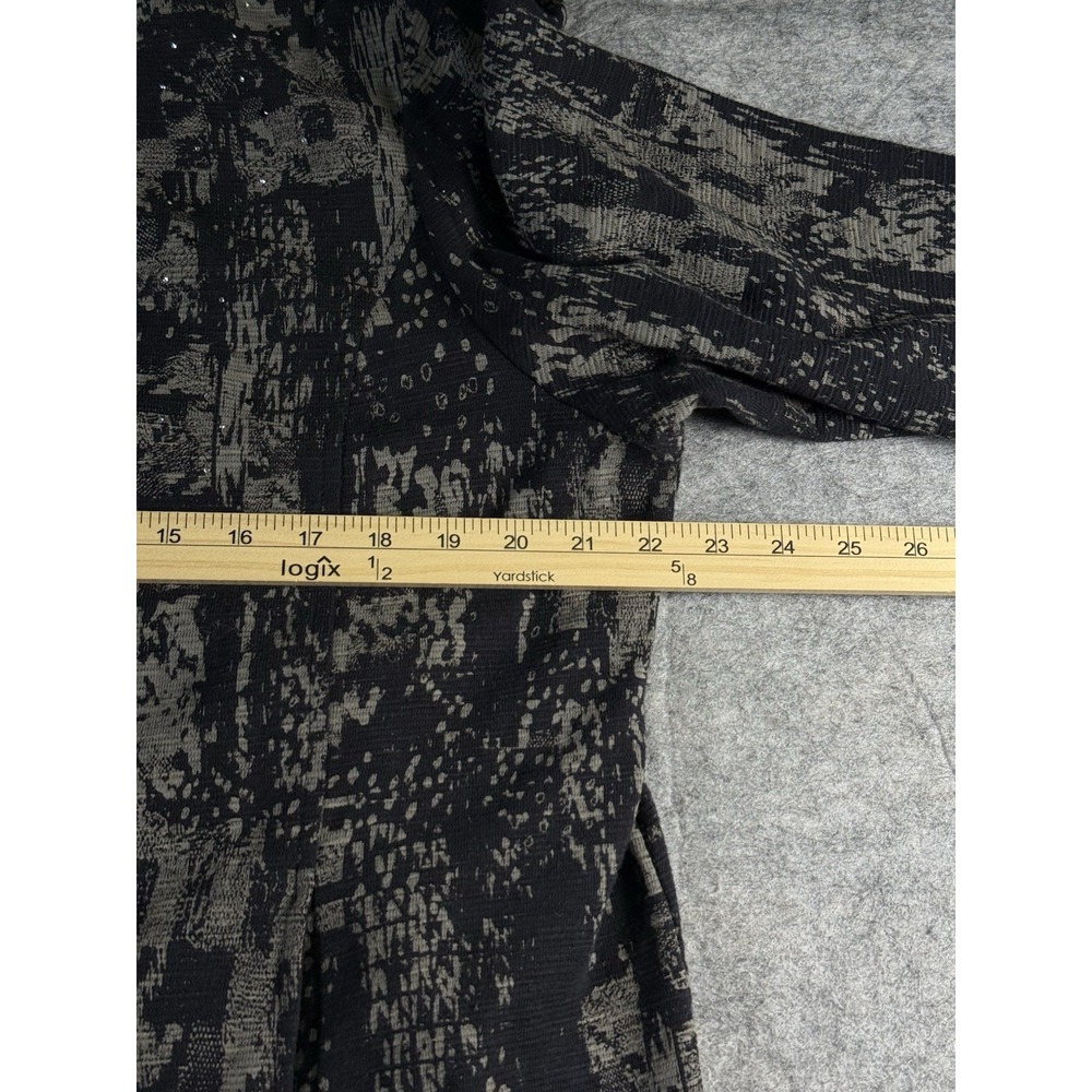 CJ Banks Black & Gray PrintLt Wt Cotton LS Zip Front Jacket Size 1X Sparkle - Picture 7 of 15